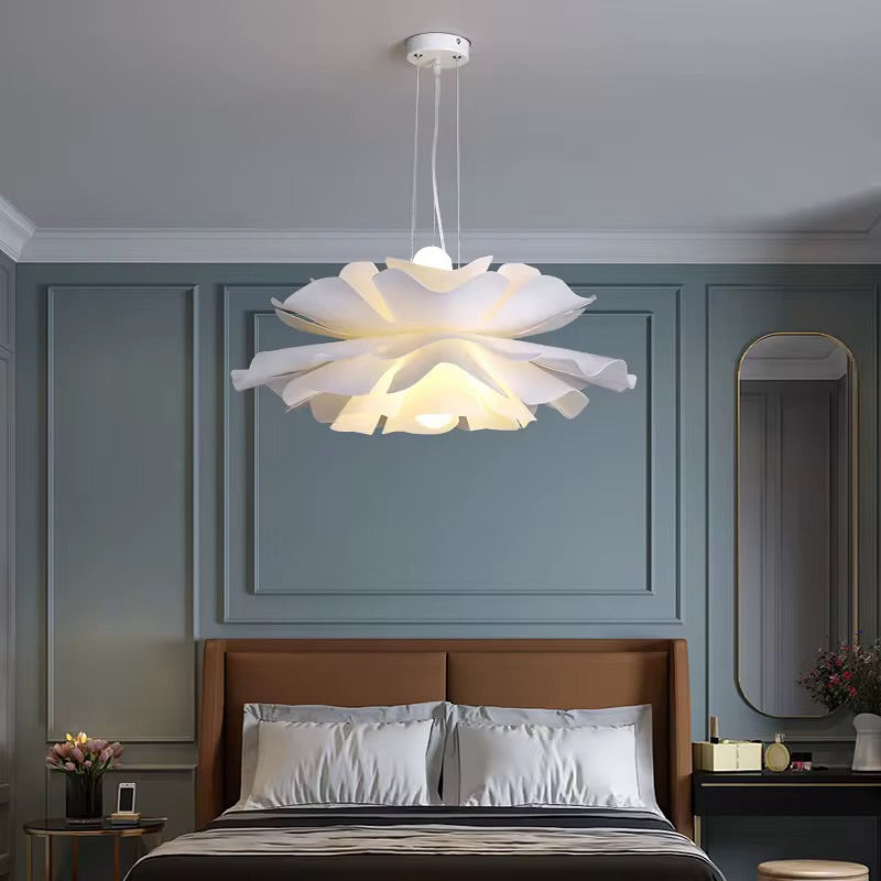 Floral Pendant Light - Sculptural Petal Design in White Finish