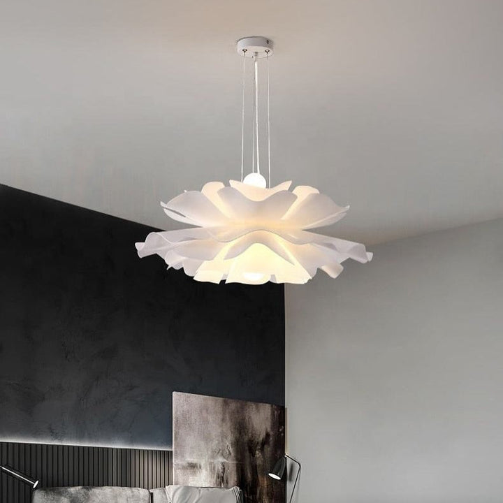 Floral Pendant Light - Sculptural Petal Design in White Finish