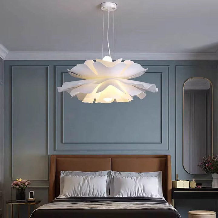 Floral Pendant Light - Sculptural Petal Design in White Finish