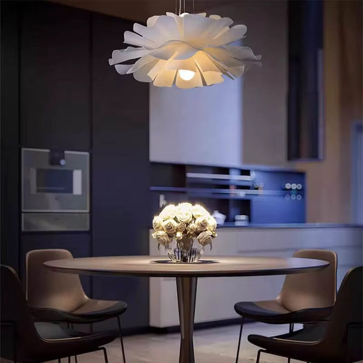 Floral Pendant Light - Sculptural Petal Design in White Finish