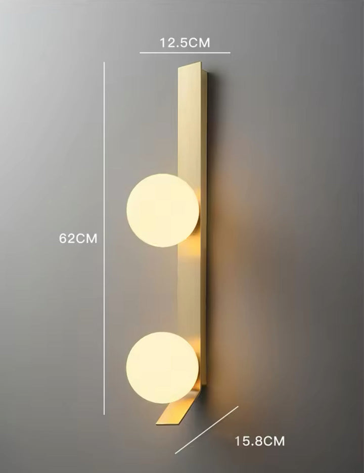 Modern Vertical Wall Light with Dual Globe Shades