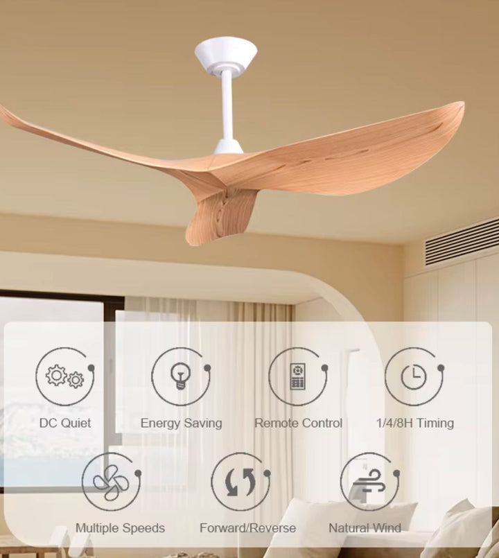 Modern Wooden Ceiling Fan with Sculptural Design