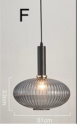 Modern Pendant Light with Ribbed Glass Shade