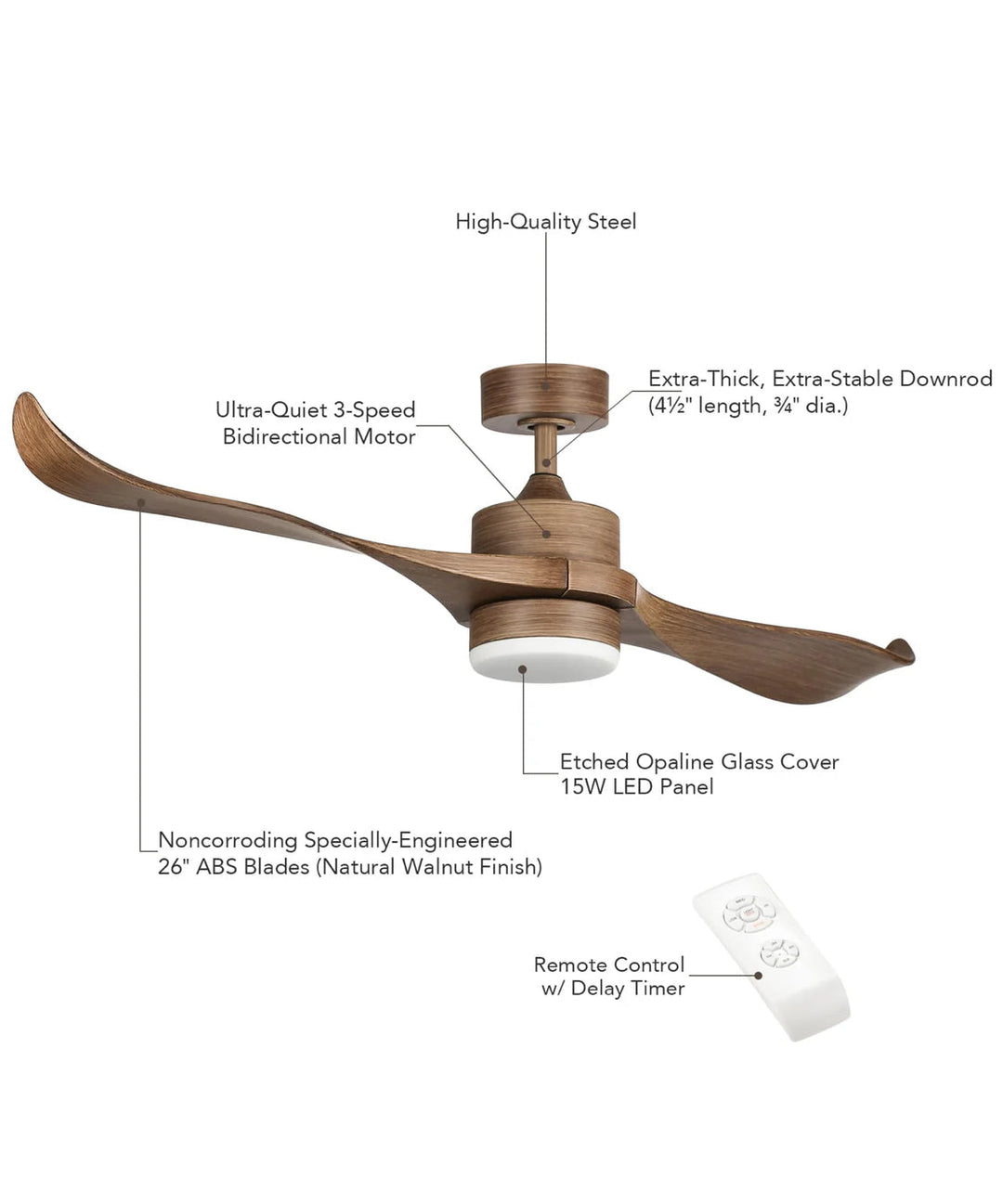 Rustic Wooden Ceiling Fan with Integrated Light