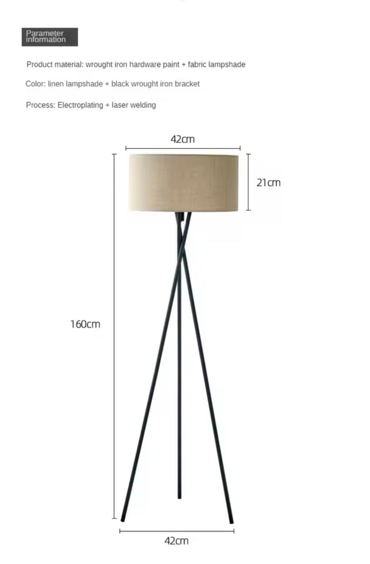 Modern Tripod Floor Lamp with Fabric Shade