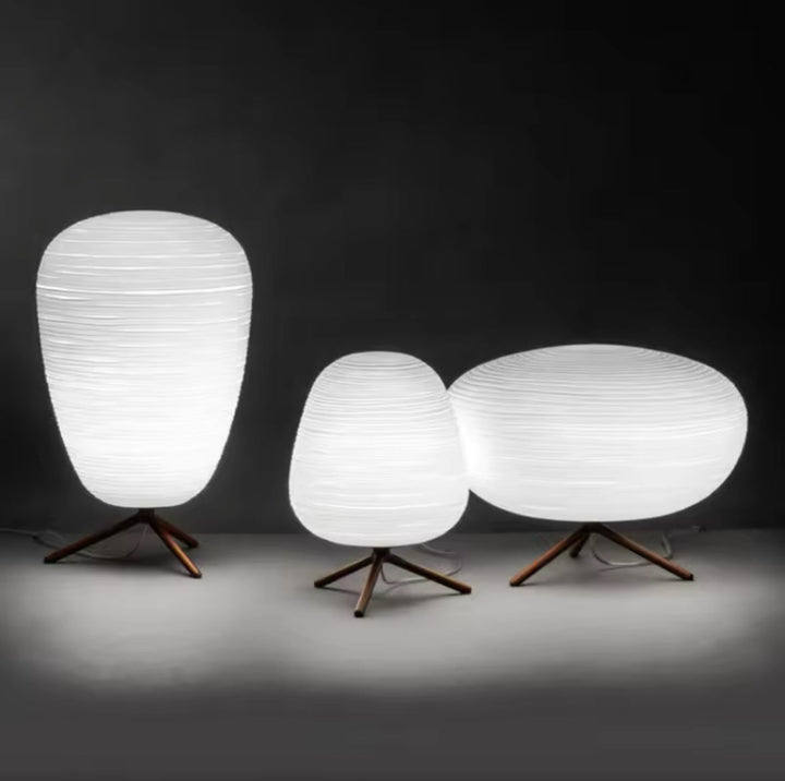 Modern Table Lamps with Fabric Shades and Wooden Legs