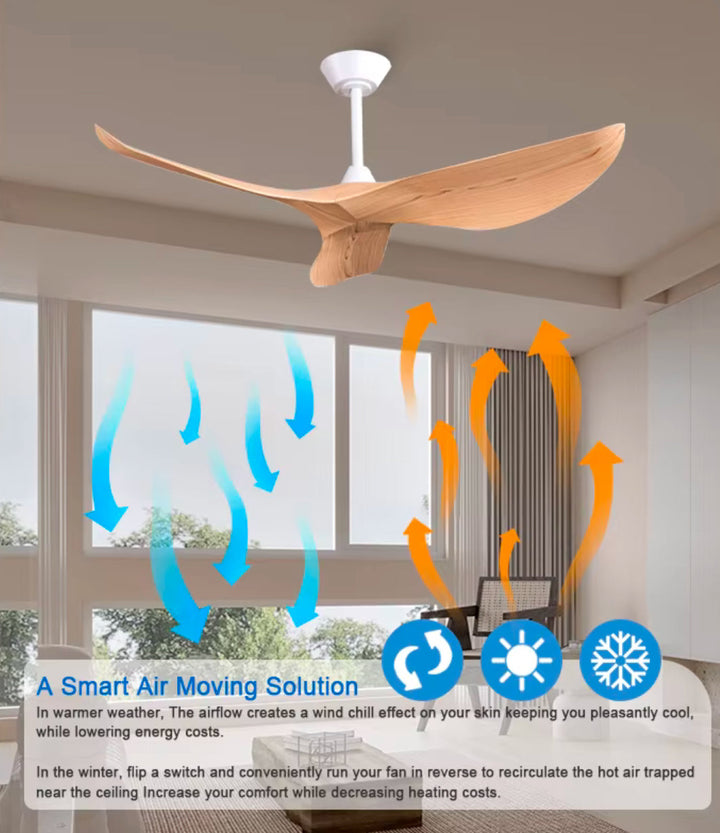 Modern Wooden Ceiling Fan with Sculptural Design