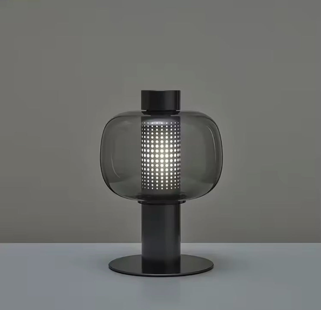 Modern Black and Amber Glass Table Lamp