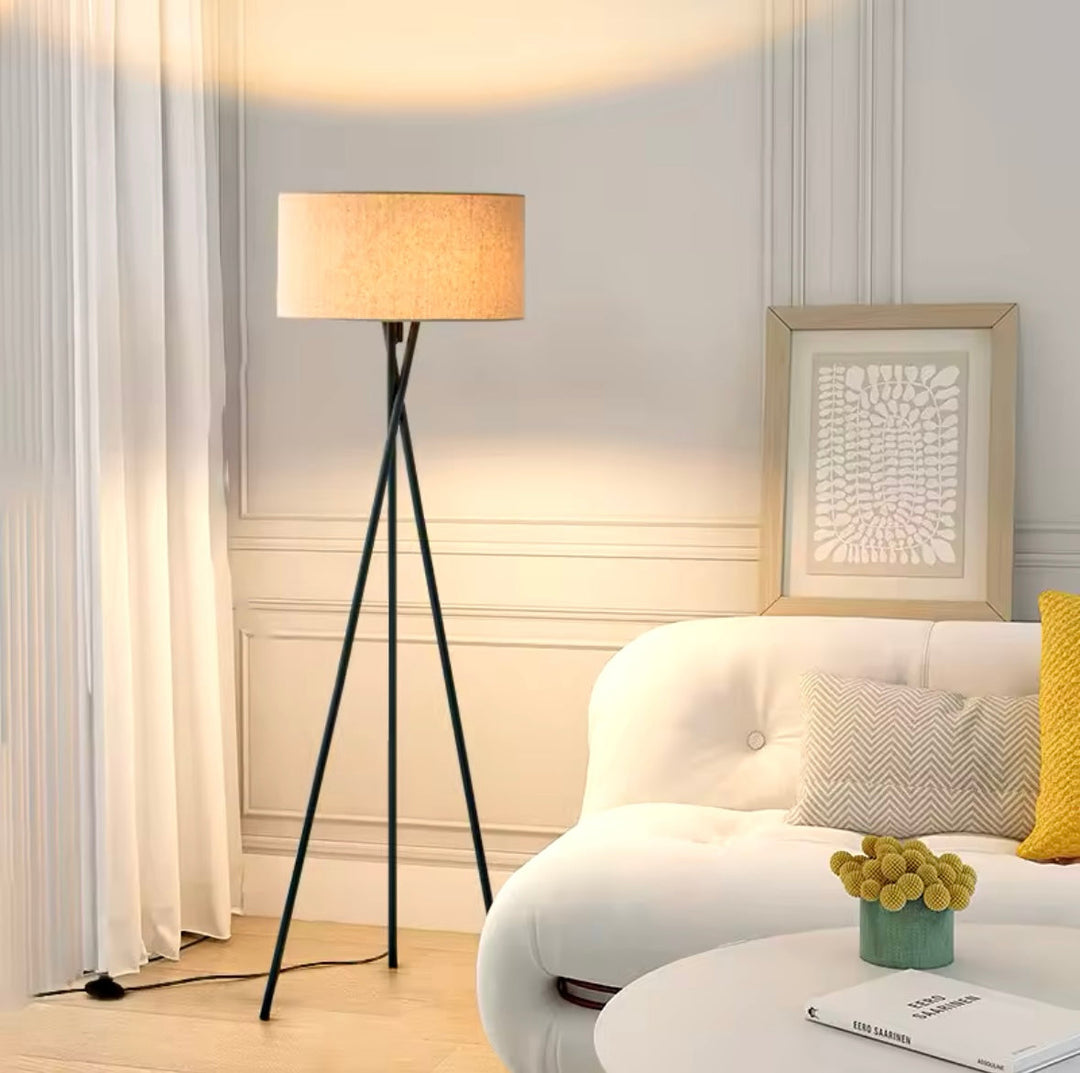 Modern Tripod Floor Lamp with Fabric Shade