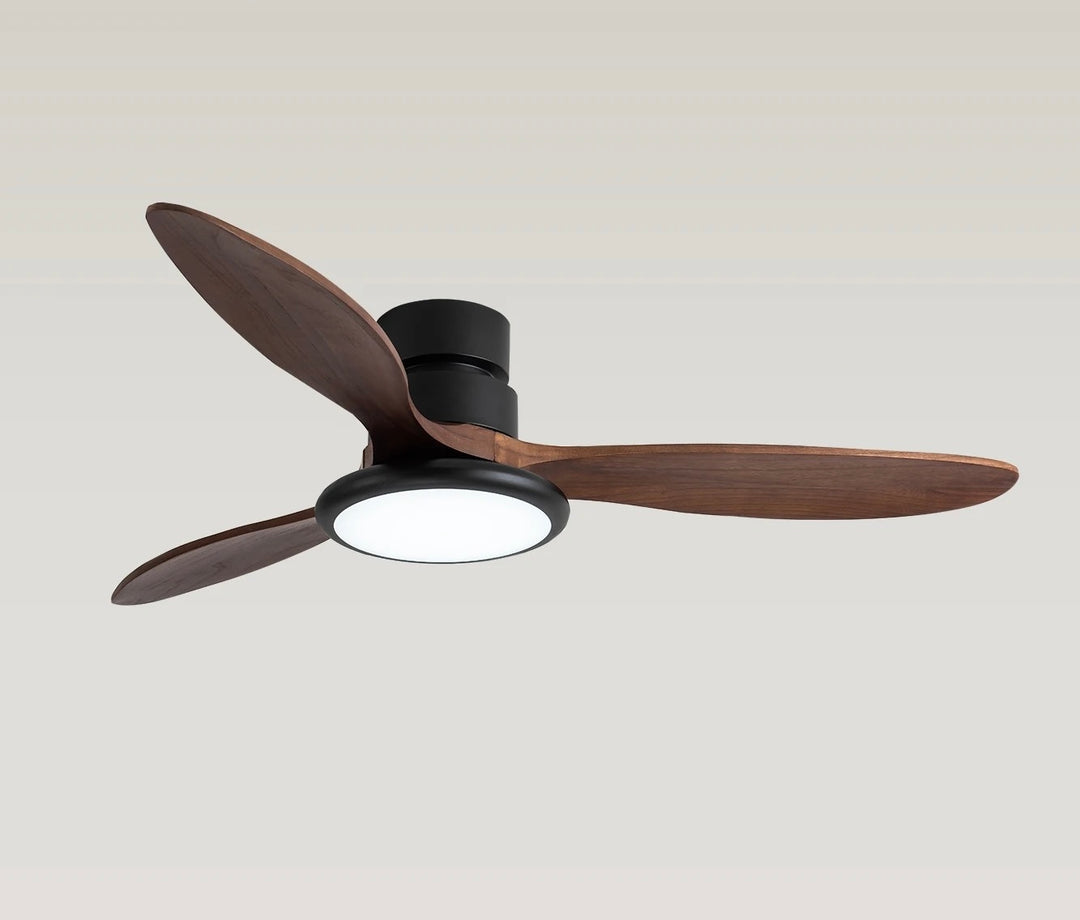 Modern Wooden Blade Ceiling Fan with LED Light