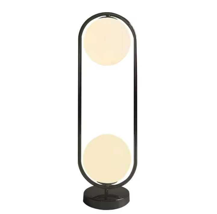 Modern Table Lamp with Dual Globe Design and Gold Frame