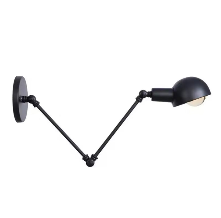 Adjustable Black Wall Sconce with Brass Accents