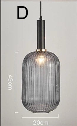 Modern Pendant Light with Ribbed Glass Shade