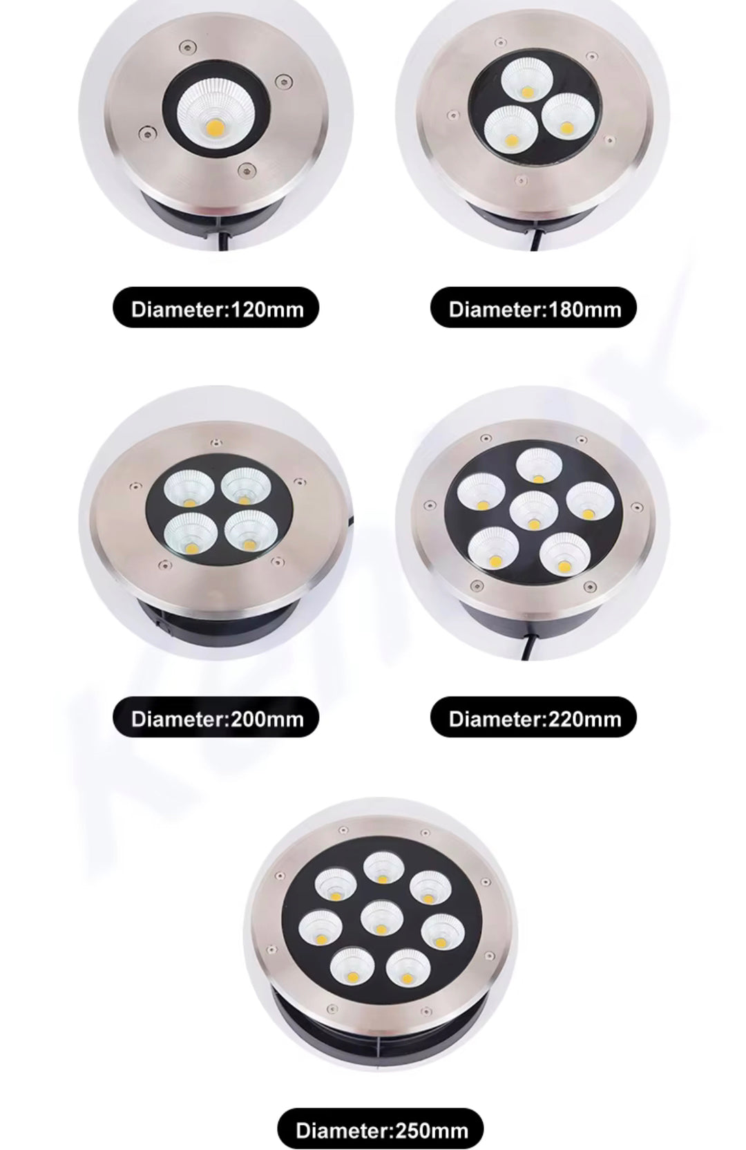 HIGH POWER Outdoor Ground Recessed Lights with Stainless Steel Trim