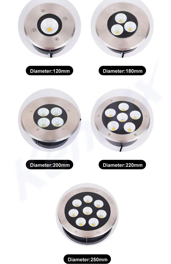 HIGH POWER Outdoor Ground Recessed Lights with Stainless Steel Trim