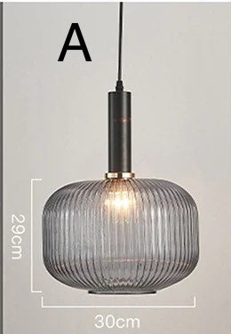 Modern Pendant Light with Ribbed Glass Shade