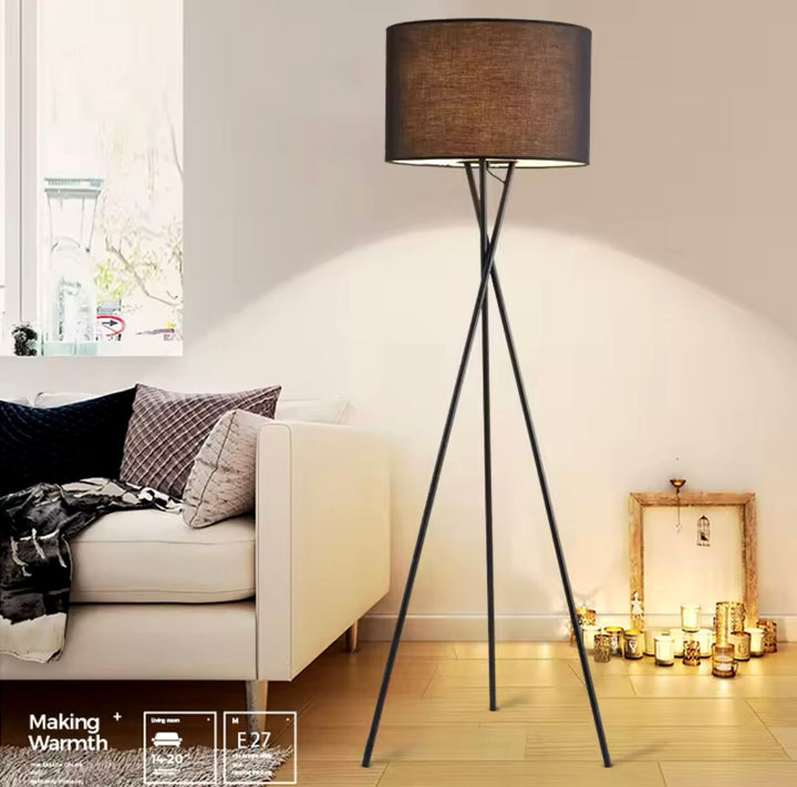 Modern Tripod Floor Lamp with Fabric Shade