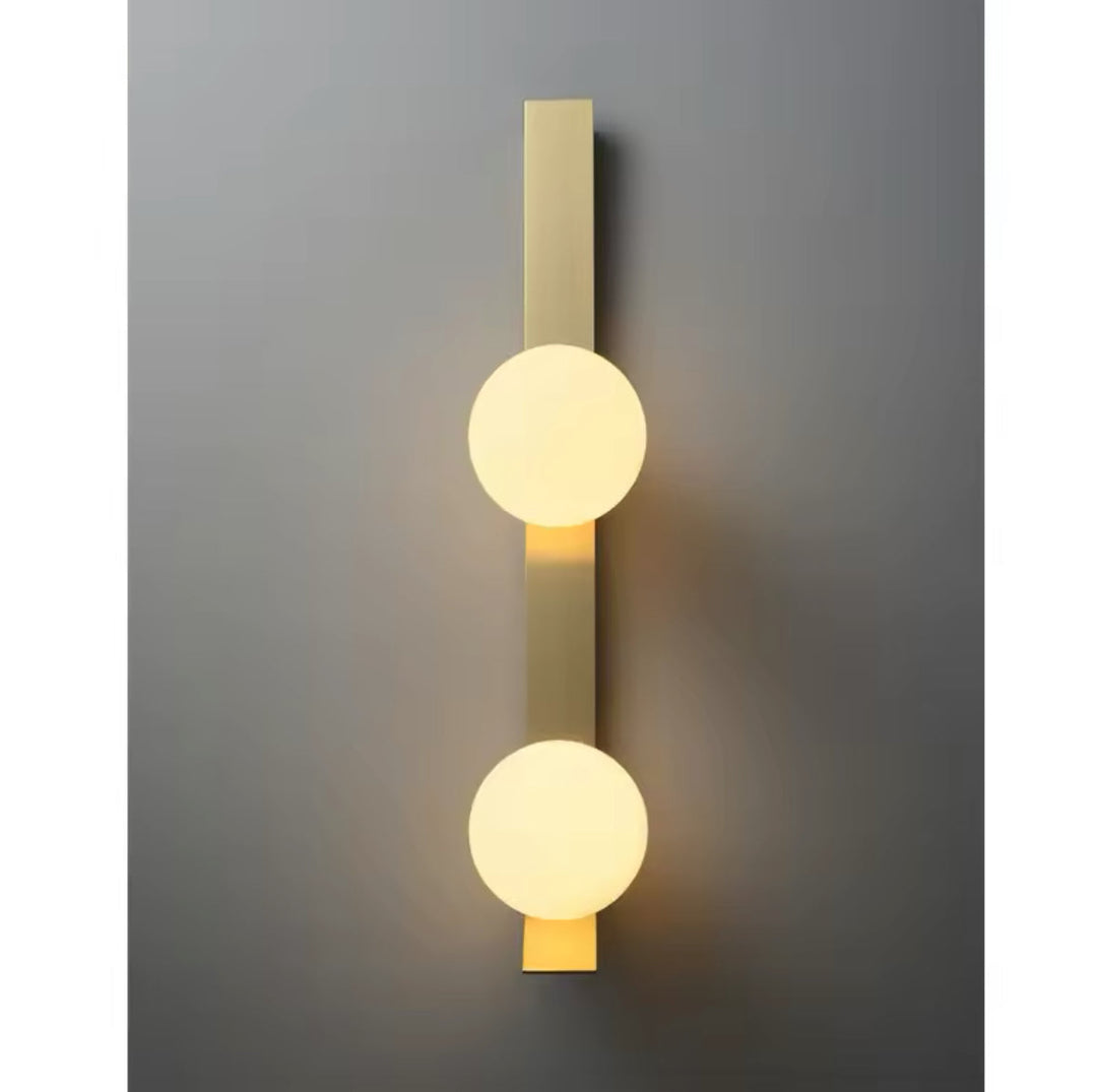 Modern Vertical Wall Light with Dual Globe Shades