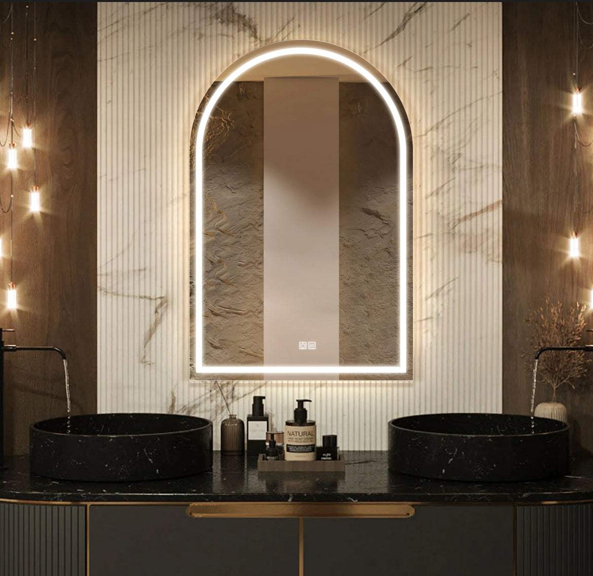 Arcelle LED backlit mirror - Modern Bathroom Vanity with Elegant Arch ...