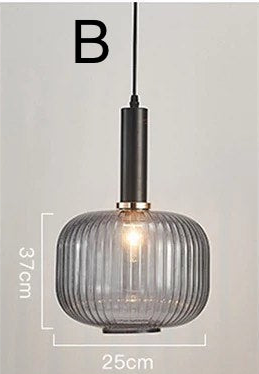Modern Pendant Light with Ribbed Glass Shade