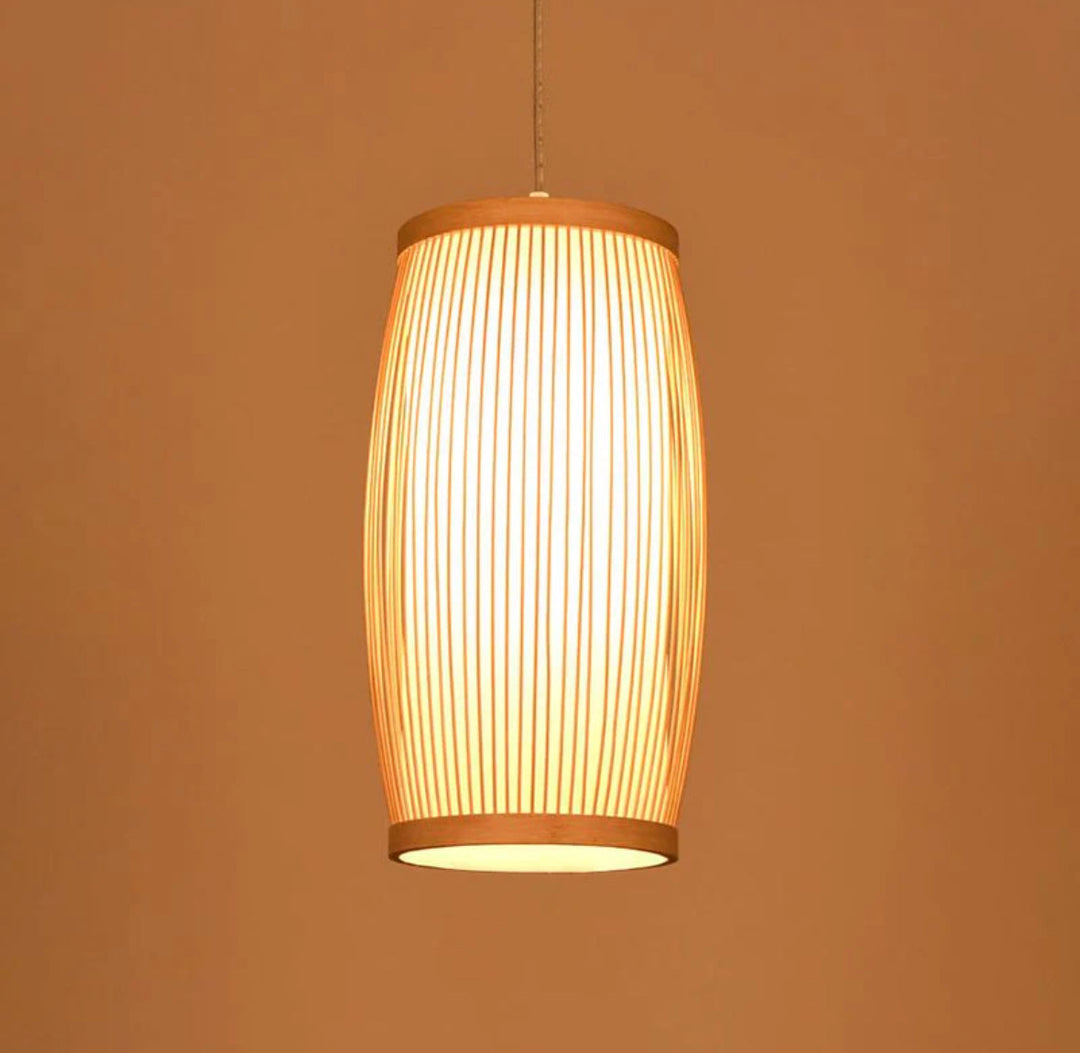 Pendant Light with Bamboo Striped Shade