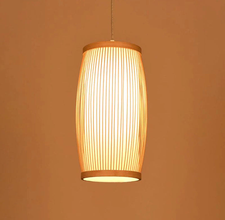 Pendant Light with Bamboo Striped Shade