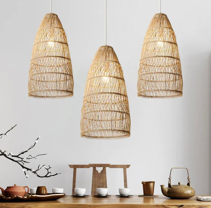 Rustic Woven Rattan Pendant Lights