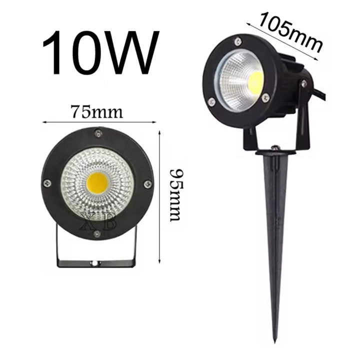 Black Outdoor 10 watt LED Spotlight with Ground Spike