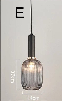 Modern Pendant Light with Ribbed Glass Shade