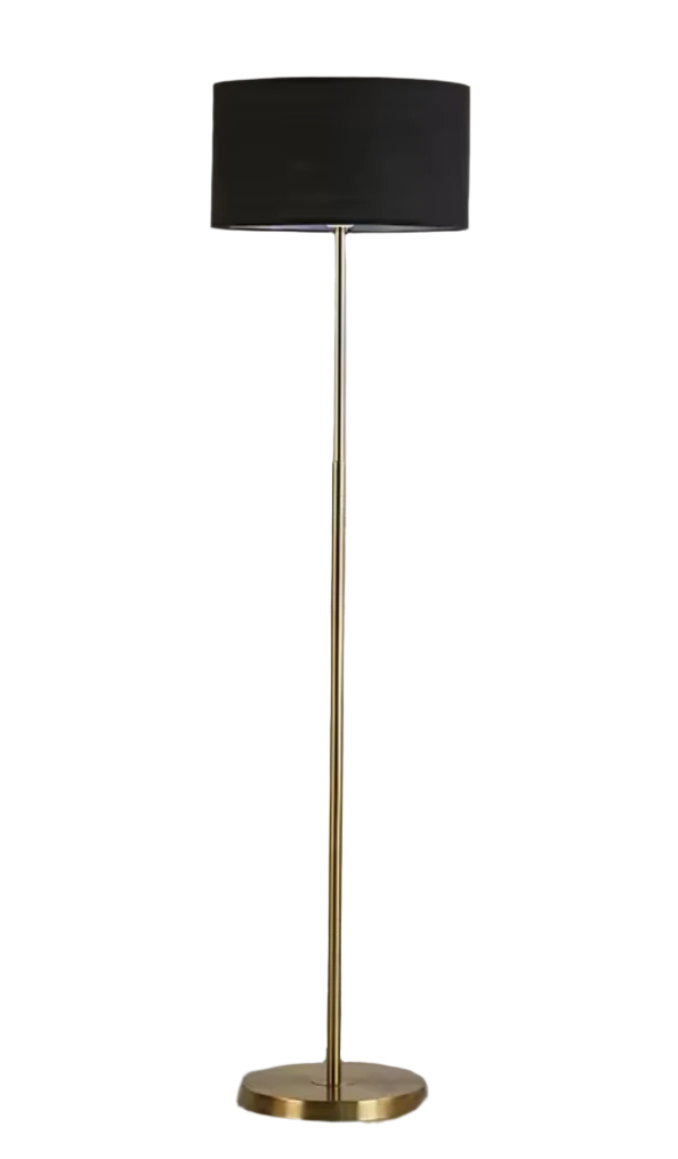 Modern Floor Lamp with Gold Stand and Fabric Shade