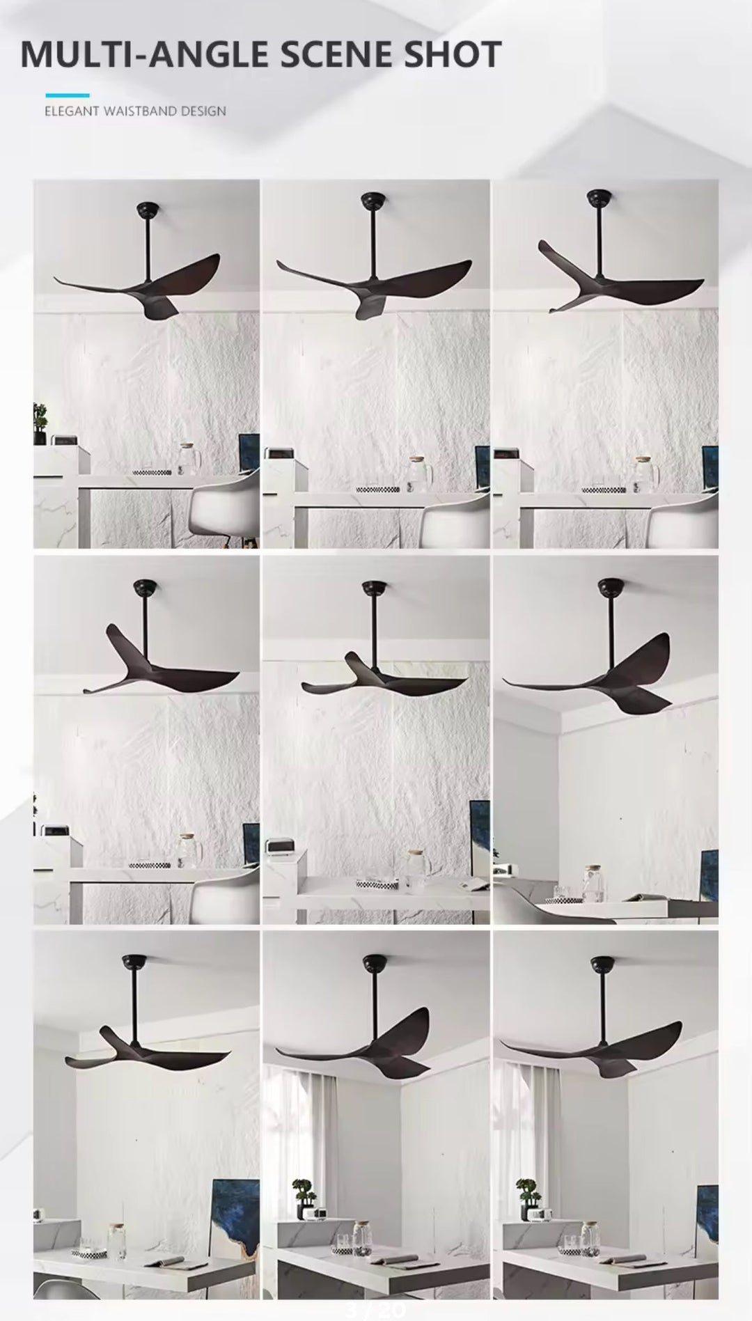 Sleek Black Ceiling Fan with Minimalist Design