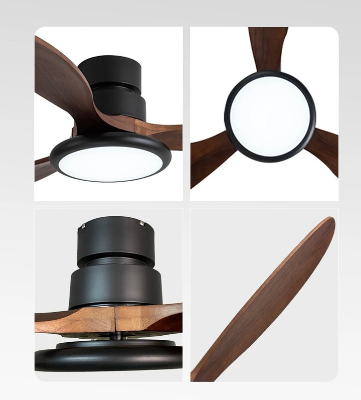 Modern Wooden Blade Ceiling Fan with LED Light