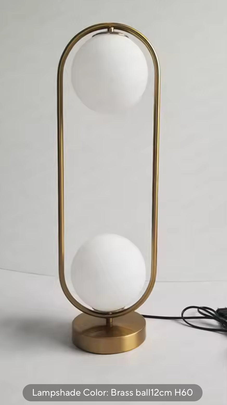 Modern Table Lamp with Dual Globe Design and Gold Frame