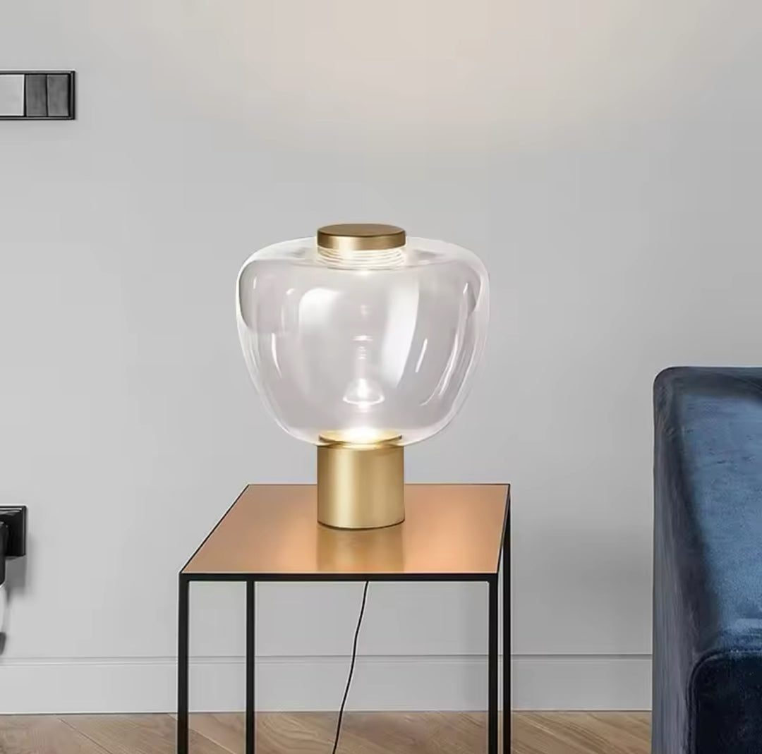 Modern Glass Table Lamp with Brass Base