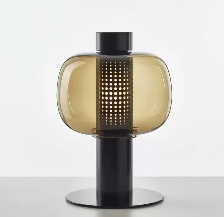 Modern Black and Amber Glass Table Lamp