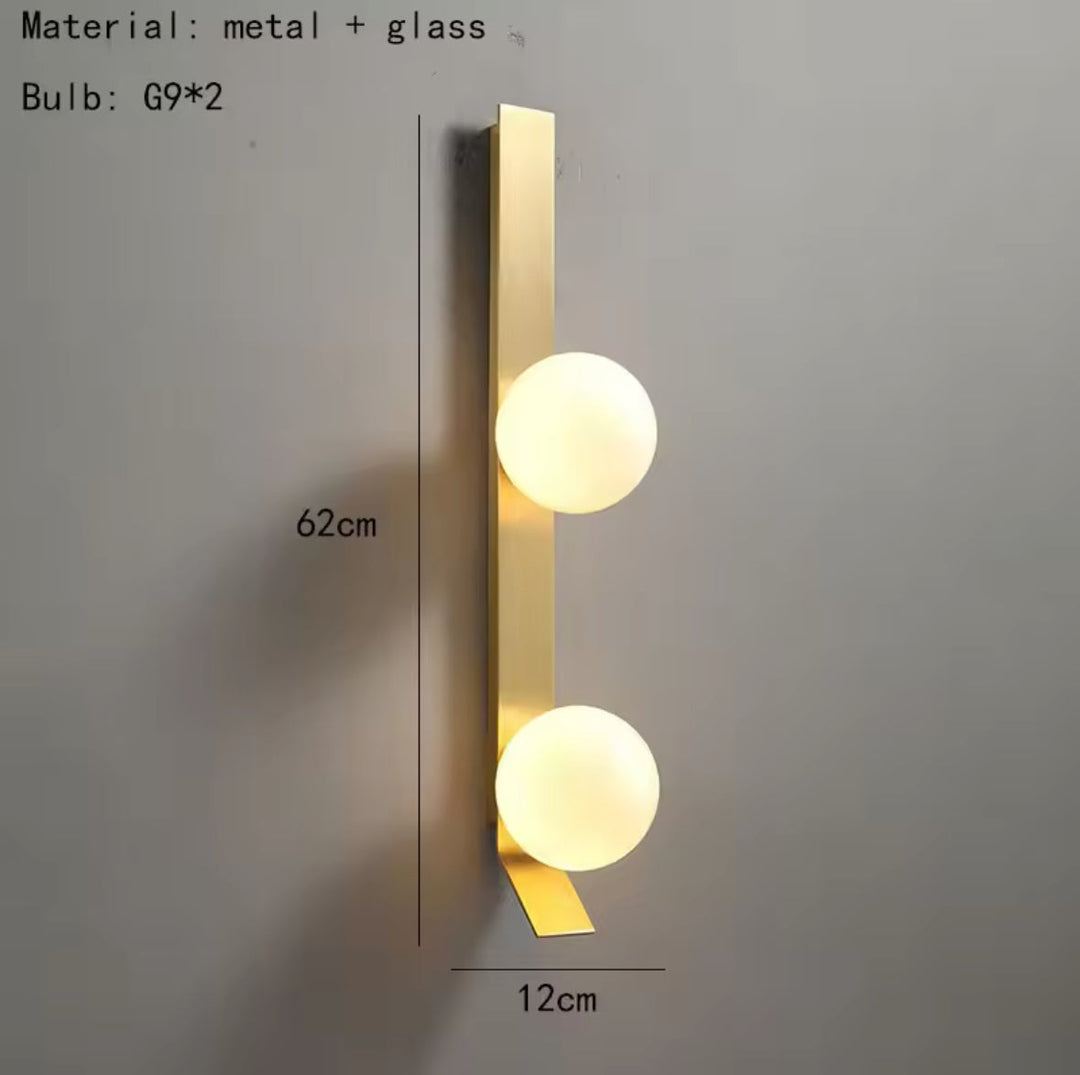 Modern Vertical Wall Light with Dual Globe Shades