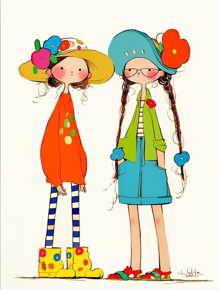 Whimsical Girls Art Canvas