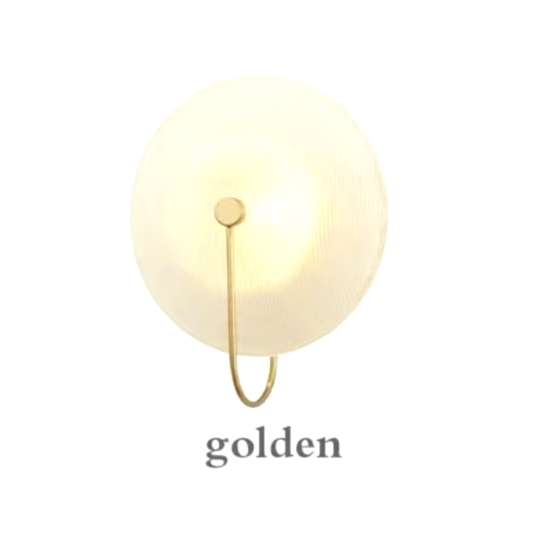 Modern LED Gold Wall Sconce with Ribbed Glass Shade