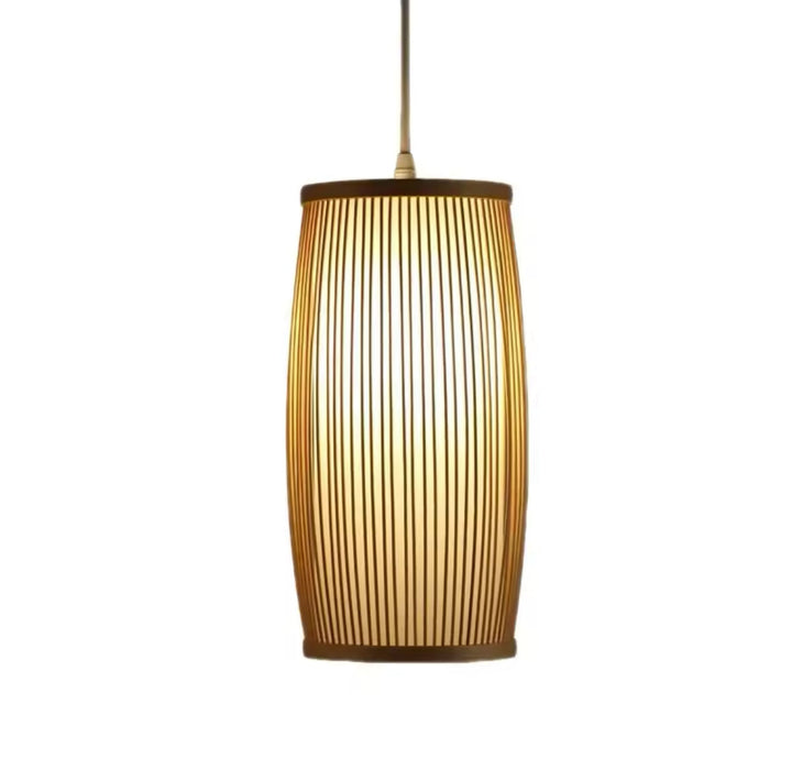 Pendant Light with Bamboo Striped Shade