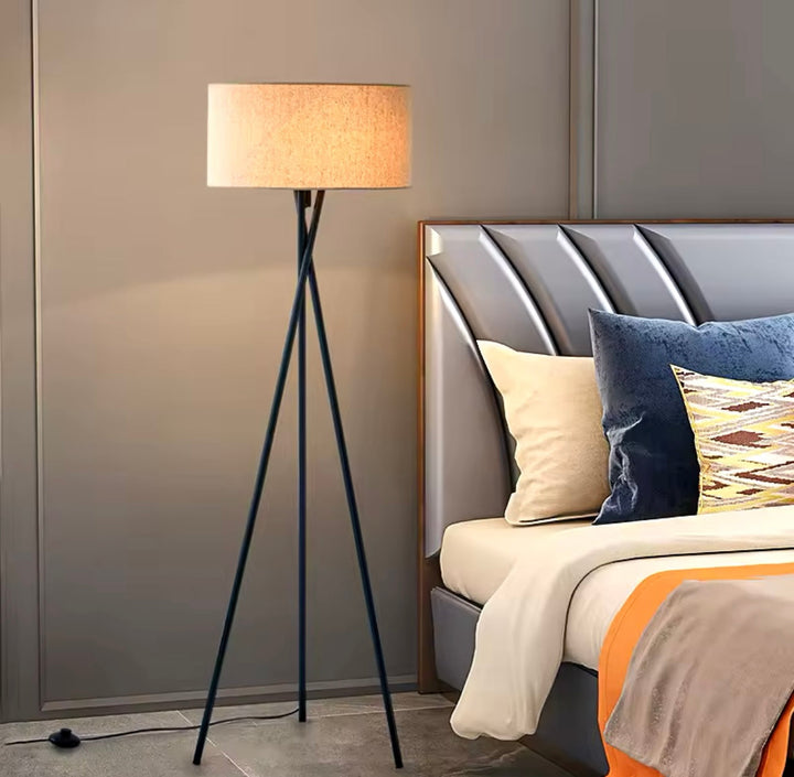 Modern Tripod Floor Lamp with Fabric Shade