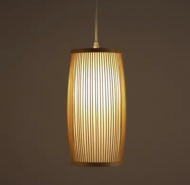 Pendant Light with Bamboo Striped Shade