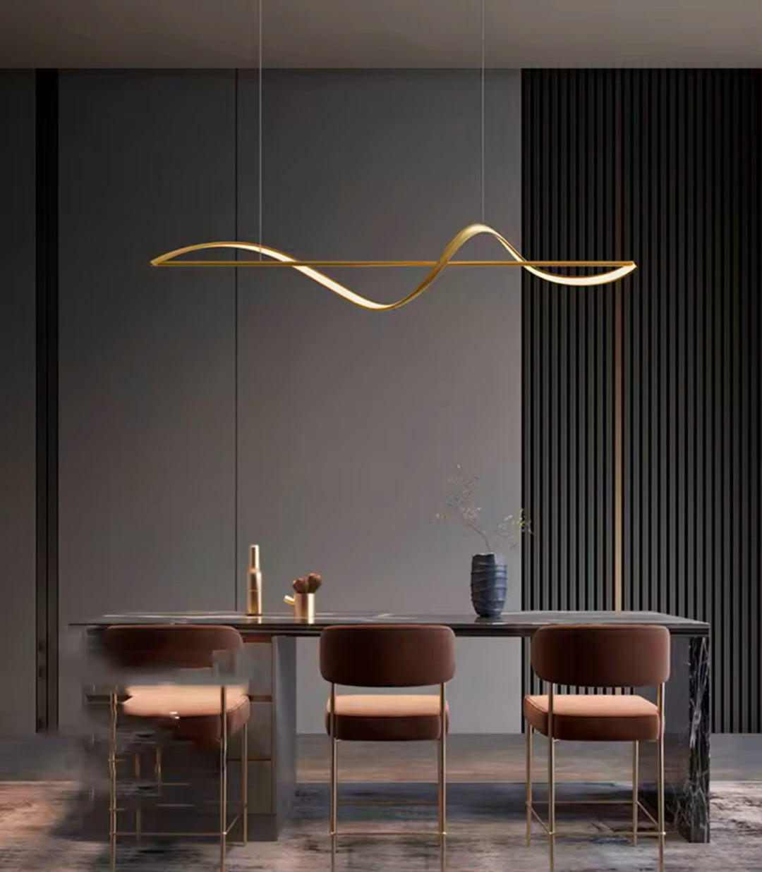 Modern Wave Gold Pendant Light