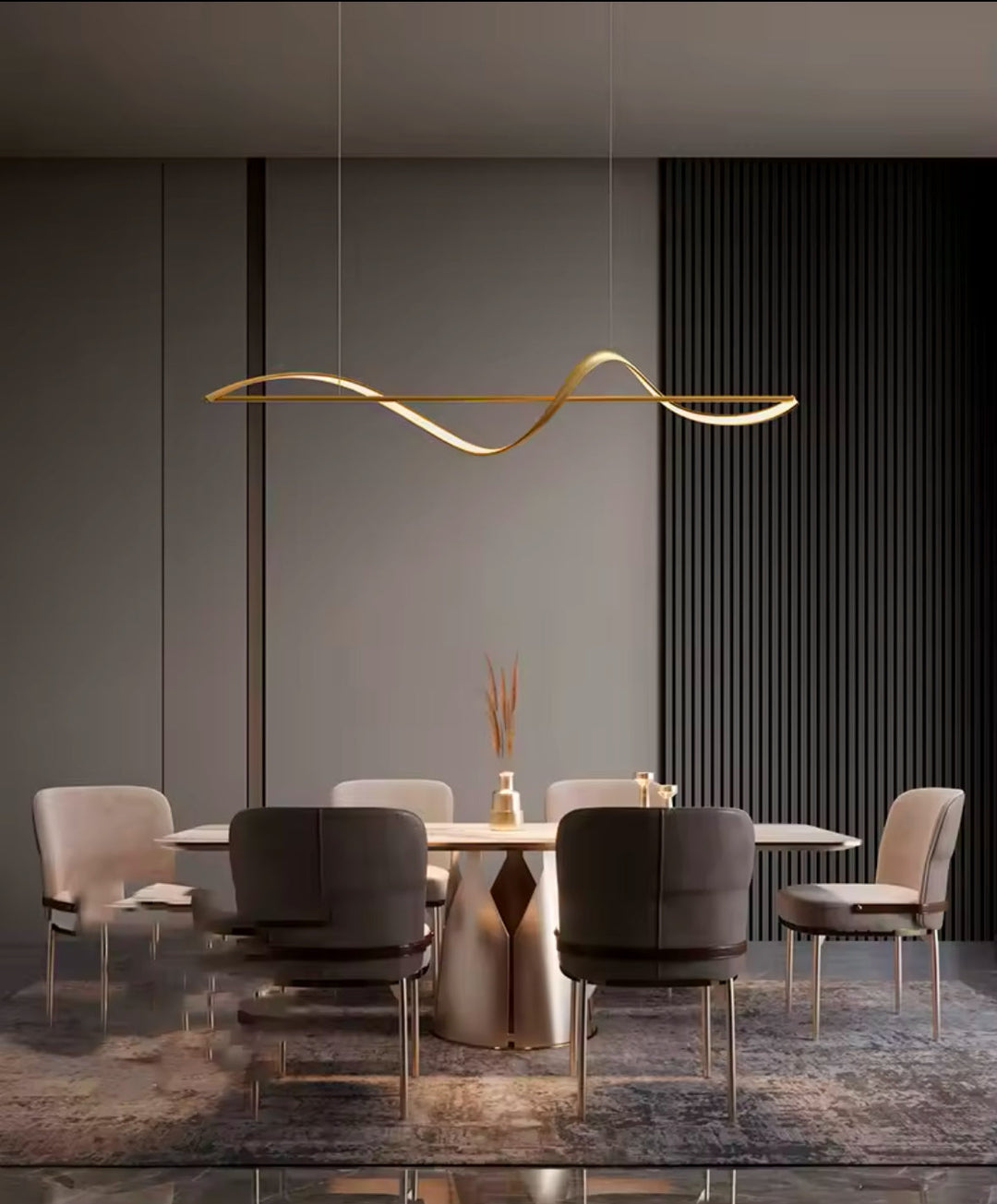 Modern Wave Gold Pendant Light