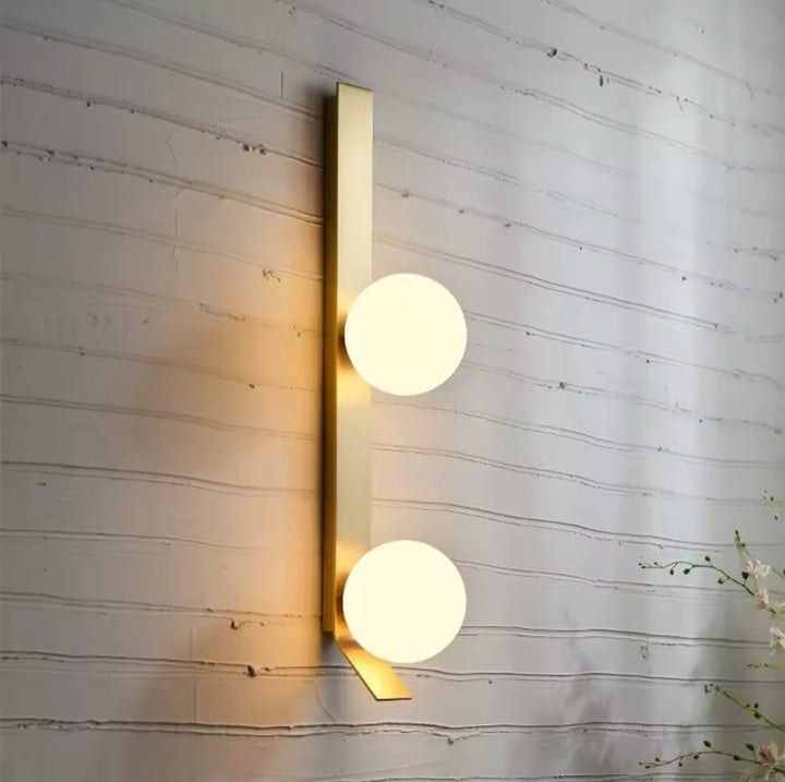 Modern Vertical Wall Light with Dual Globe Shades