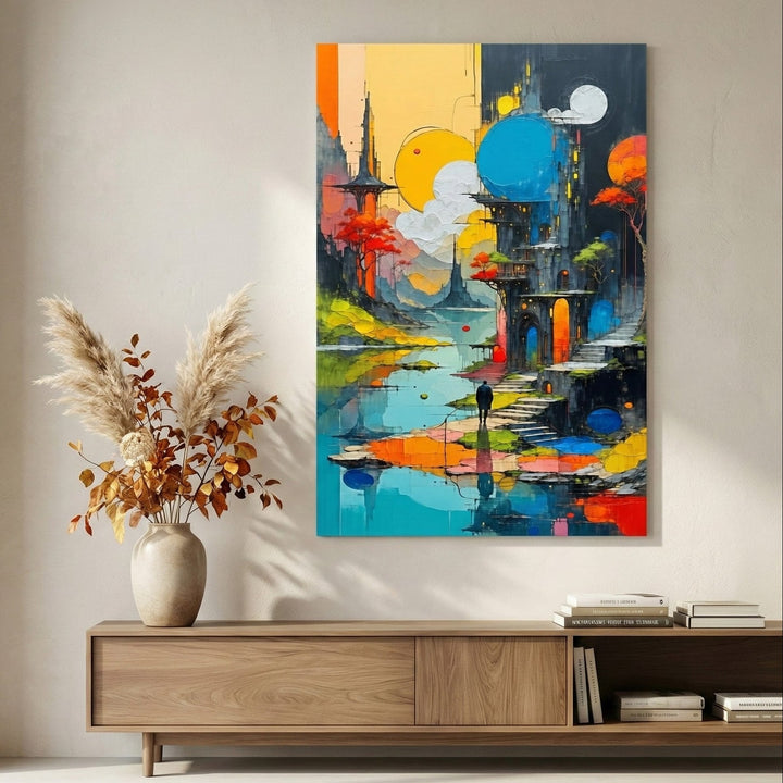 Colorful Abstract Cityscape Canvas Art