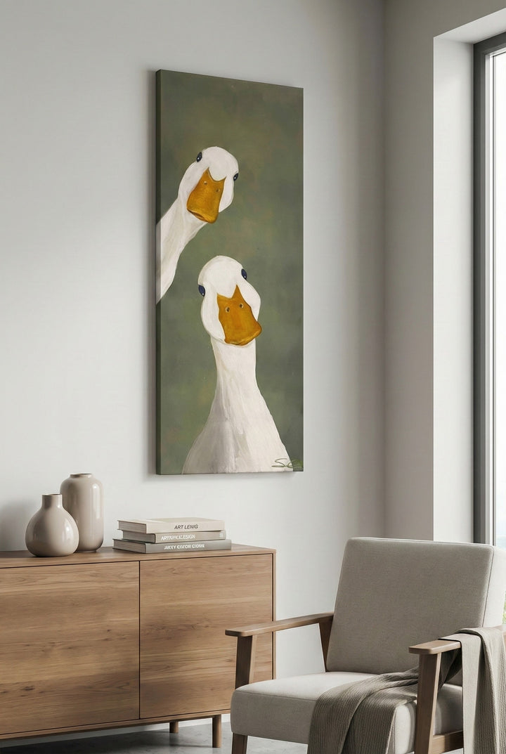 Playful Duck Duo Canvas Art