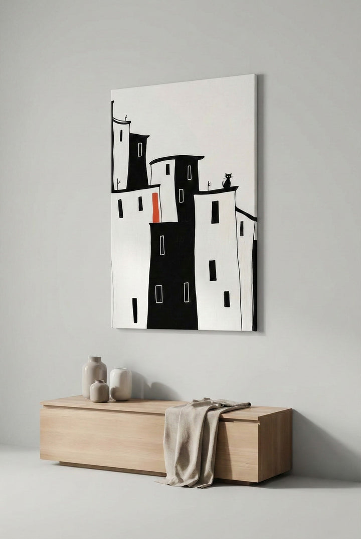 Minimal Black & White City Canvas