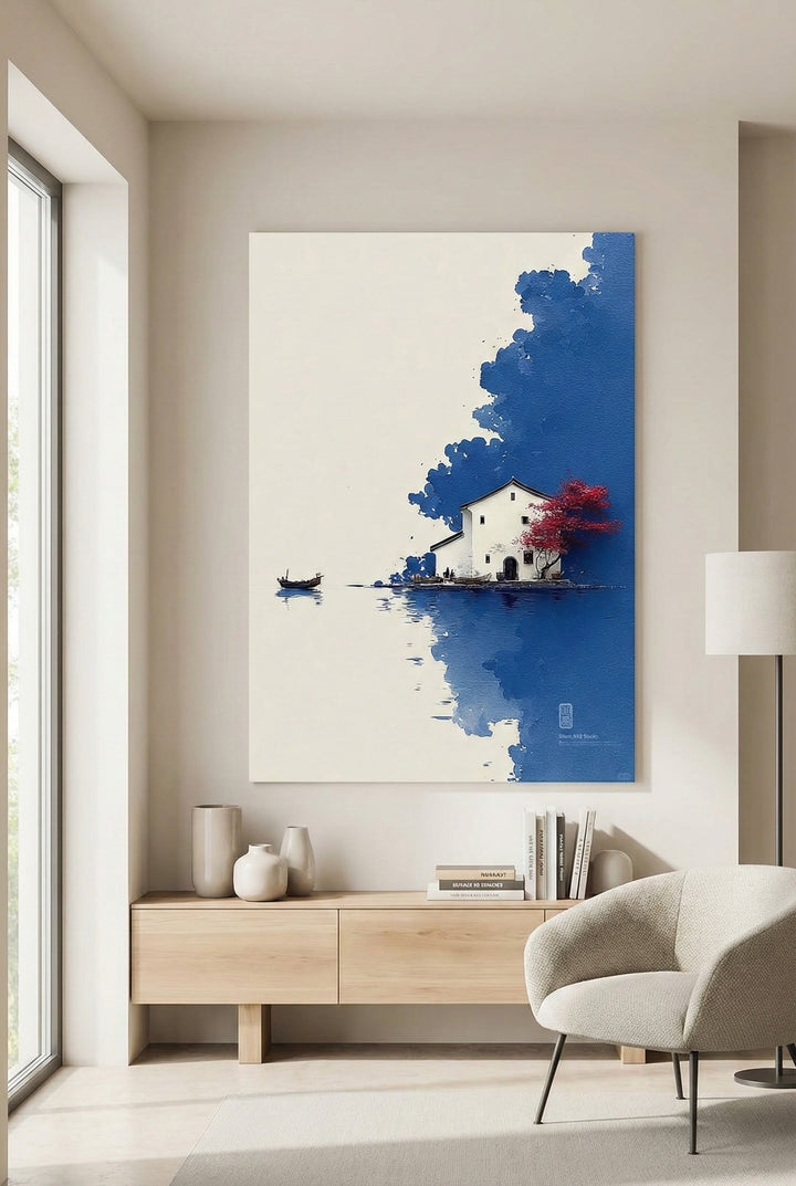 Lakeside House Reflection Canvas