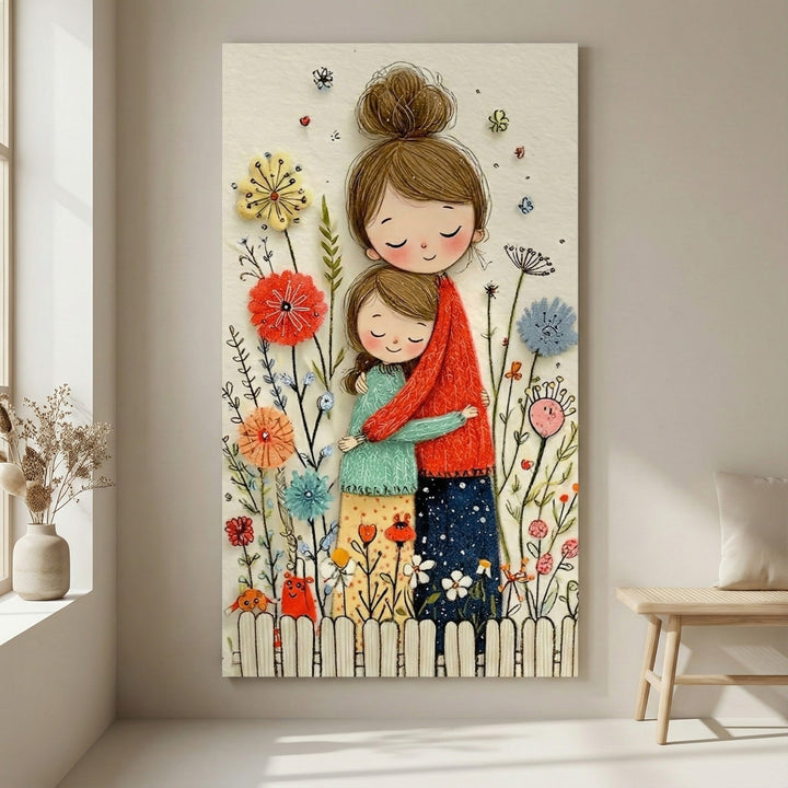 Mother & Child Hug Canvas Wall Art