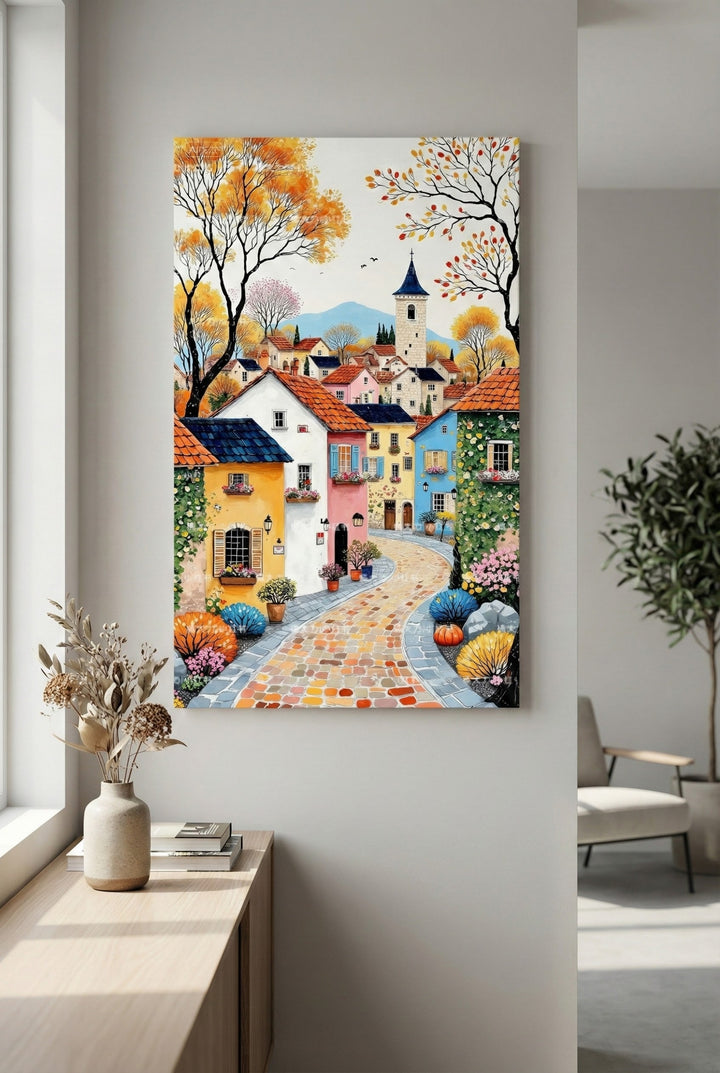 Autumn Village Path Canvas